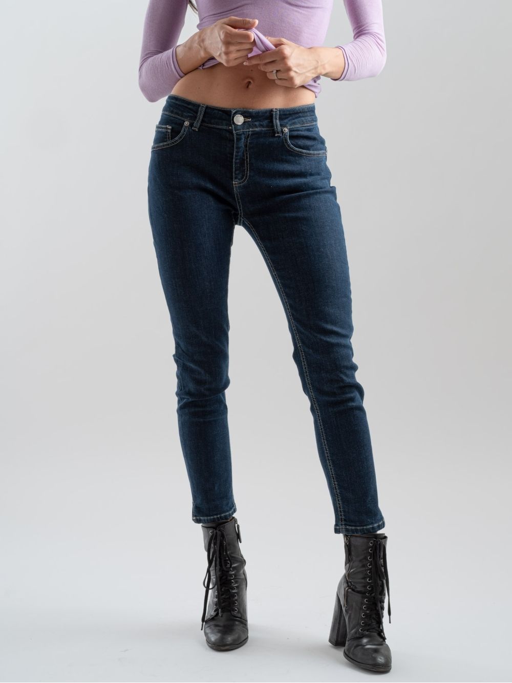 Jeans donna pantaloni skinny vita alta elasticizzati slim cotone nuovi P0573 