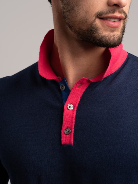 Maglia uomo stile polo a mezza manica realizzata in puro cotone lavorato a maglia