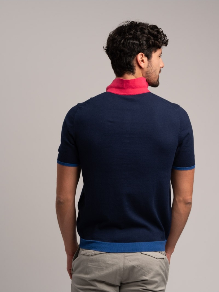 Maglia uomo stile polo a mezza manica realizzata in puro cotone lavorato a maglia