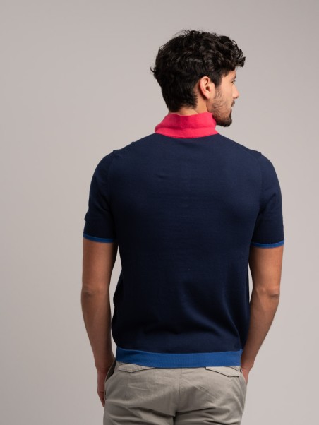 Maglia uomo stile polo a mezza manica realizzata in puro cotone lavorato a maglia