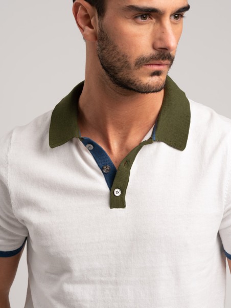 Maglia uomo stile polo a mezza manica realizzata in puro cotone lavorato a maglia