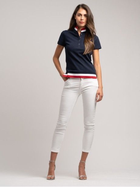 Jeans donna 5 tasche realizzato in denim bianco stretch