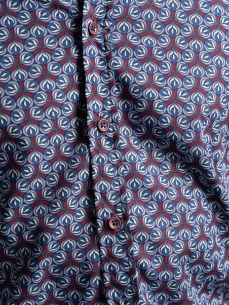 Camisa de hombre con tejido de popelina de estampado geométrico abstracto