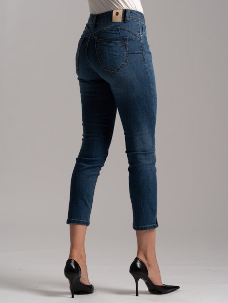 Jeans Donna stretch con spacco sul fondo