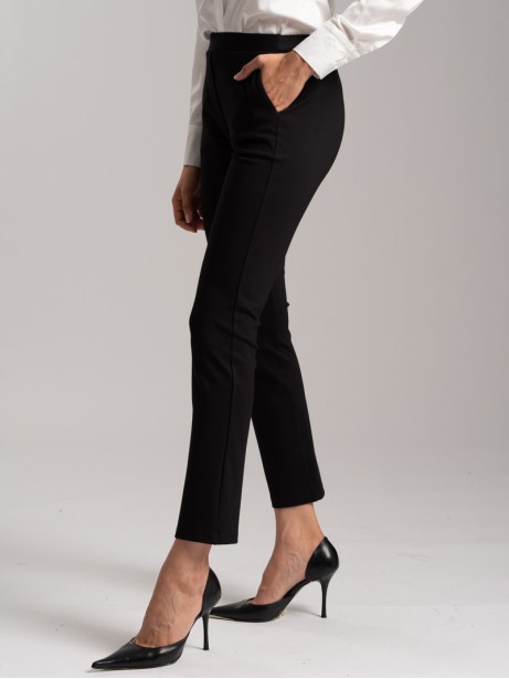 Pantalón liso de mujer en tejido de punto milano