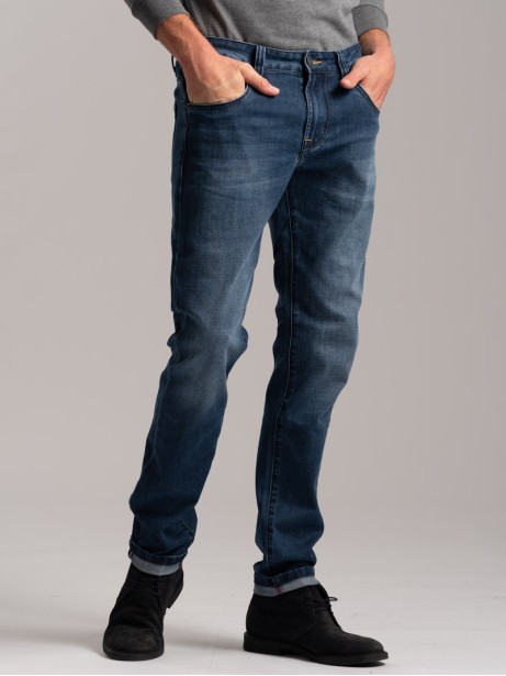 Vaqueros elásticos de 5 bolsillos para hombre denim medio 2