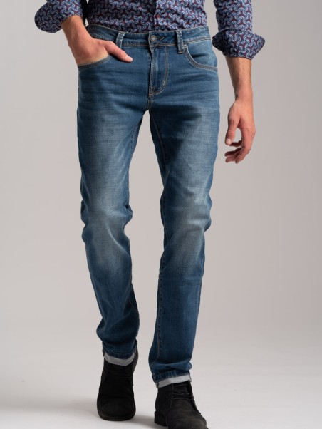 Jeans uomo 5 tasche effetto felpa