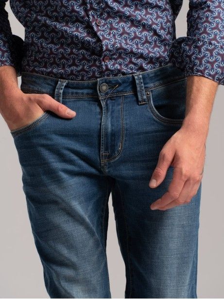 Jeans uomo 5 tasche effetto felpa