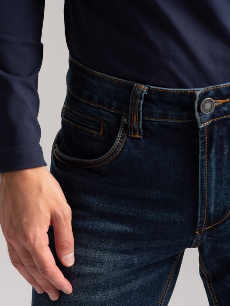 Vaqueros de 5 bolsillos para hombre, lavado oscuro