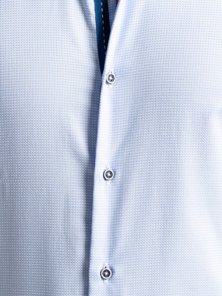 Camicia uomo tinta unita tessuto armaturato con inserto collo polsi