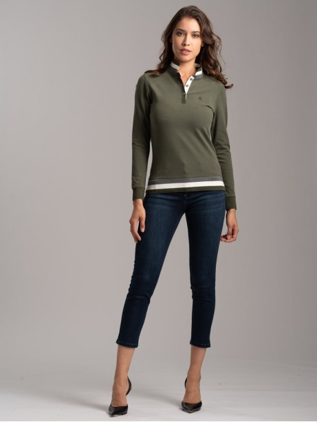 Polo de mujer de punto elástico con cuello y bajo de canalé 2