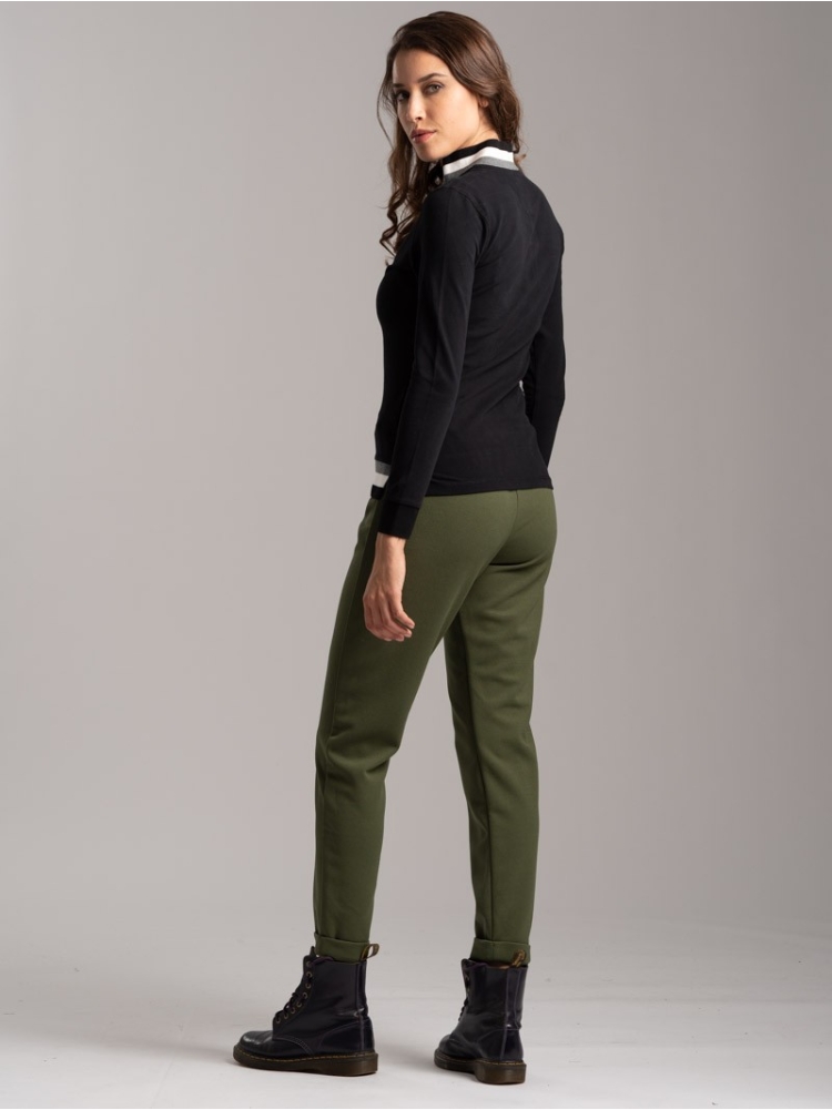 Polo de mujer de punto elástico con cuello y bajo de canalé