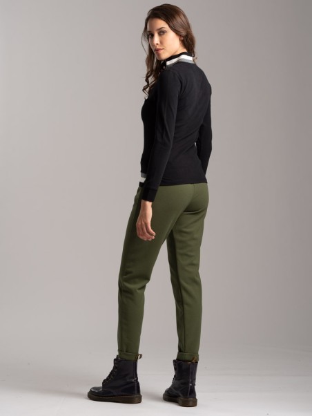 Polo de mujer de punto elástico con cuello y bajo de canalé