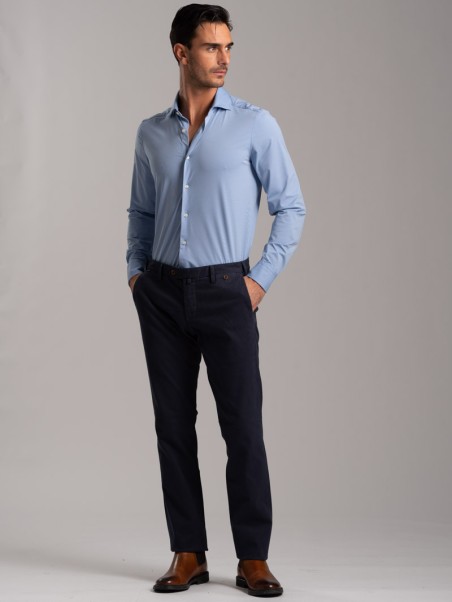 Camisa de hombre TECNO sin planchar de color liso con lunares bicolor