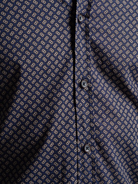 Camisa de hombre con estampado de diseño geométrico en tejido popelín