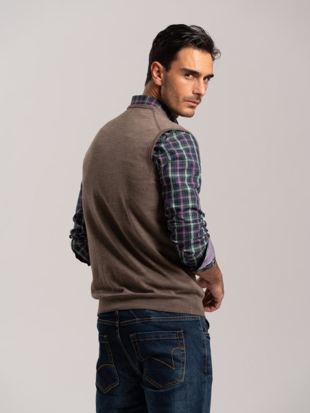 Chaleco sin mangas de lana merina para hombre