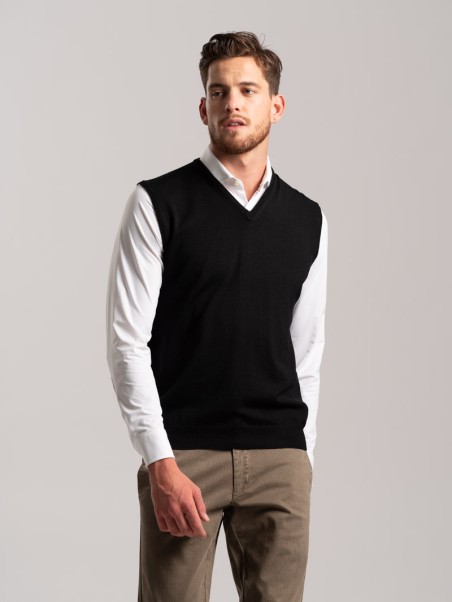 Gilet uomo smanicato lana merino