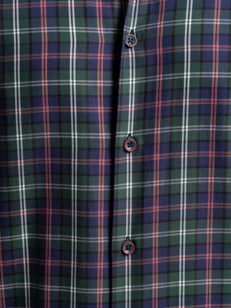 Camisa madrás multicolor de hombre en tejido de sarga cuello abotonado