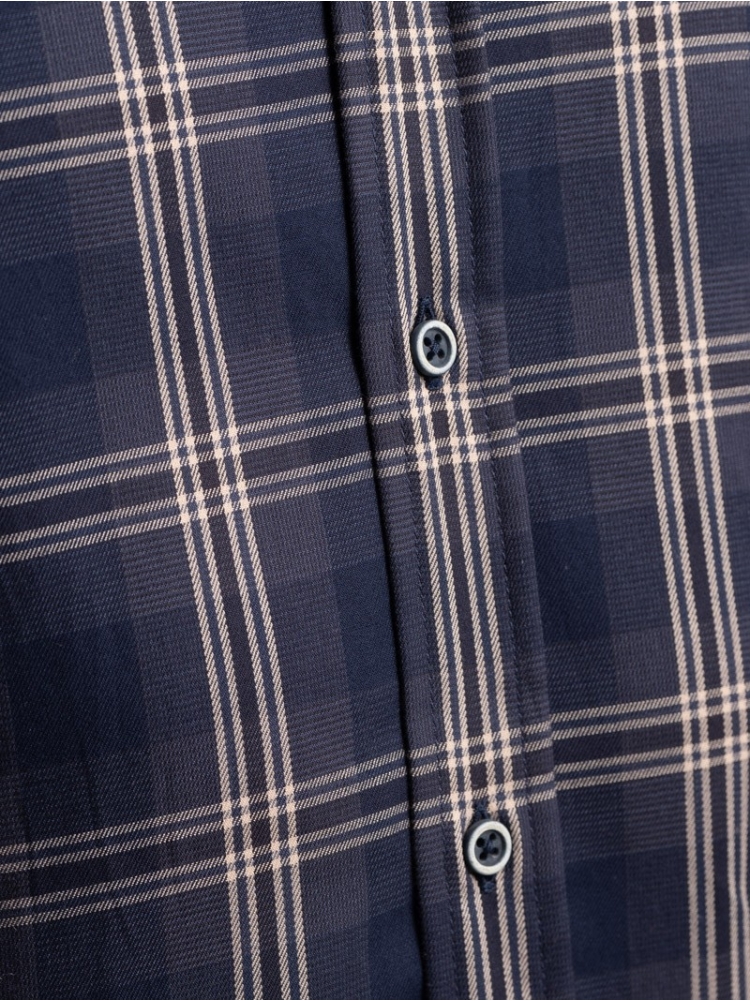 Camicia uomo madras bicolor in tessuto twill collo semi francese