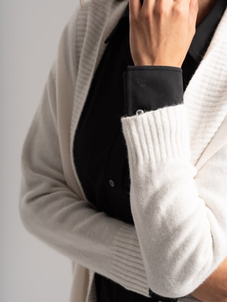 Cardigan donna lungo con tasche in filato di viscosa