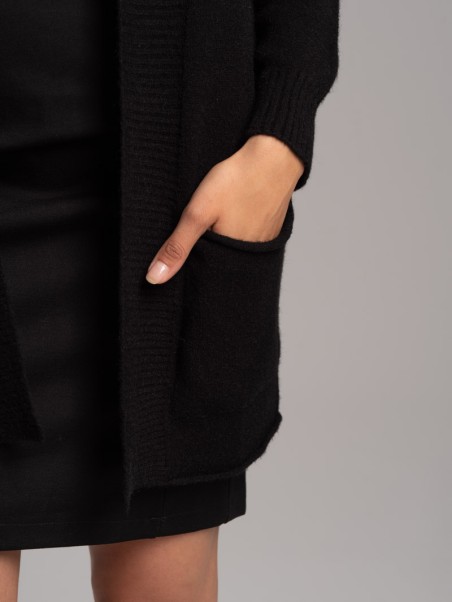 Cardigan donna lungo con tasche in filato di viscosa