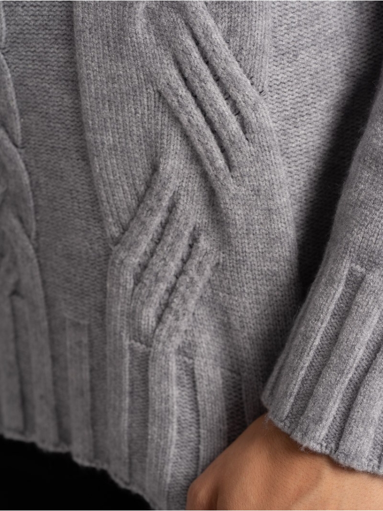 Jersey de cuello alto de viscosa para mujer con trenzas incrustadas