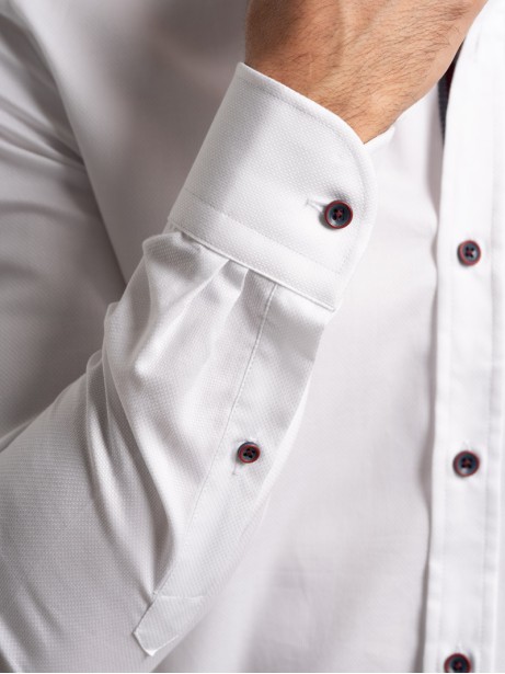 Camisa de hombre lisa en tejido blindado cuello abotonado 2
