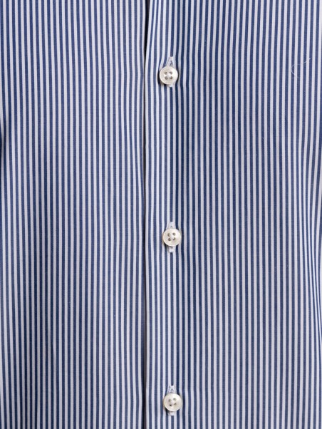 Camisa de rayas para hombre en tejido popelín Cuello abotonado