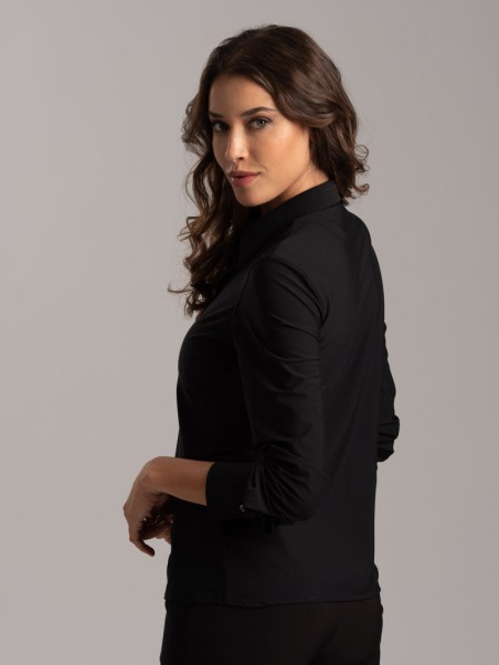 Camisa de mujer de color liso en tejido Tecno