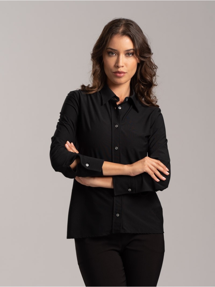 Camisa de mujer de color liso en tejido Tecno