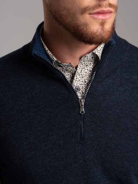 Jersey de cachemira con media cremallera para hombre