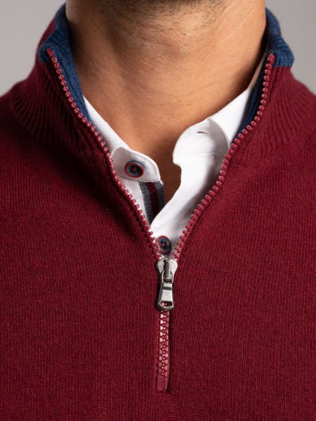 Jersey de cachemira con media cremallera para hombre