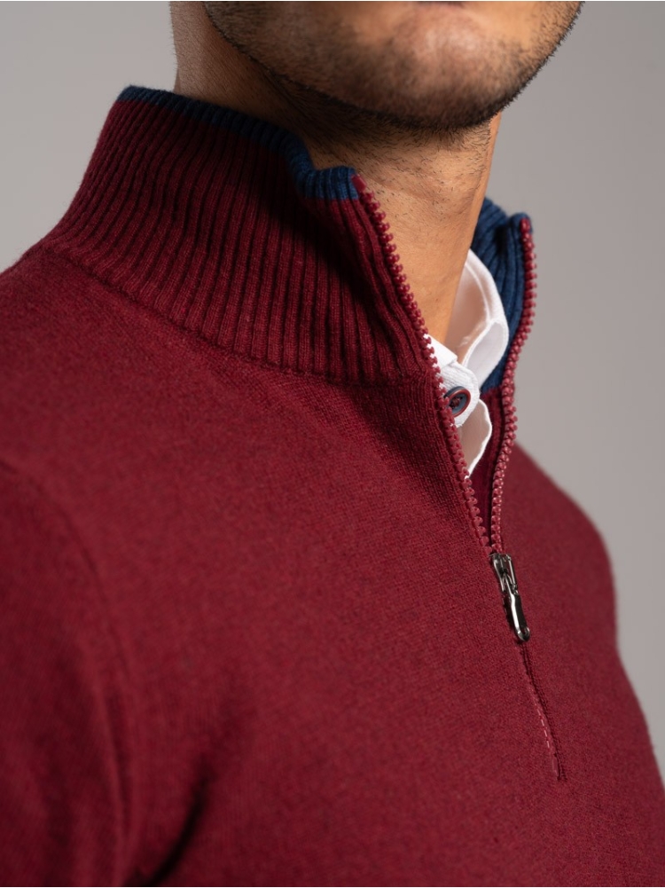 Jersey de cachemira con media cremallera para hombre