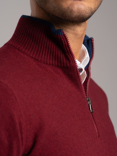 Jersey de cachemira con media cremallera para hombre