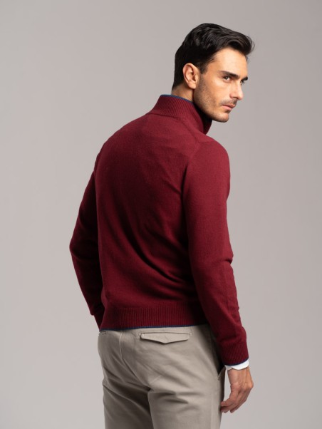 Jersey de cachemira con media cremallera para hombre