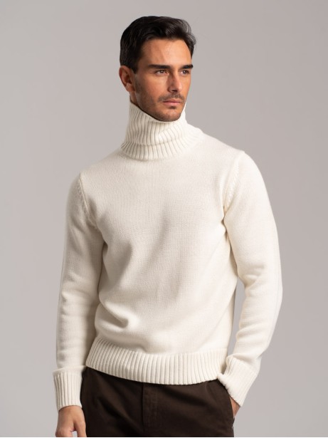 Jersey de cuello alto para hombre con mezcla de lana afeitada