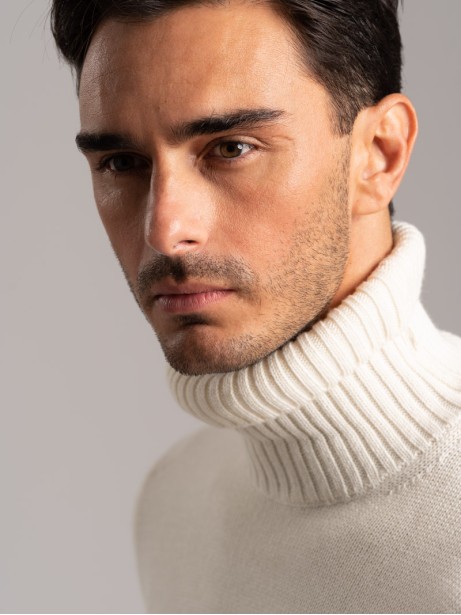 Jersey de cuello alto para hombre con mezcla de lana afeitada 2
