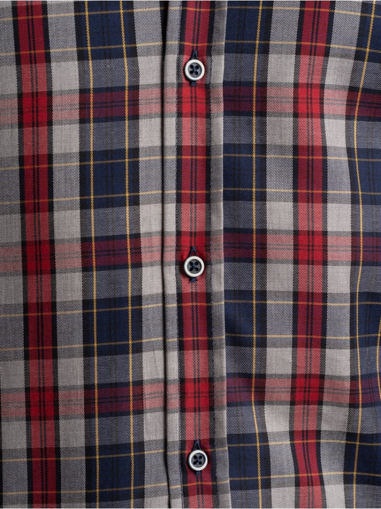 Camicia uomo madras multicolor in tessuto twill collo botton down