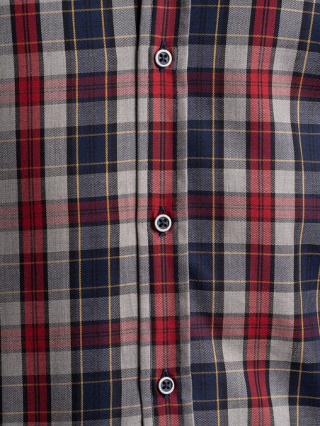 Camicia uomo madras multicolor in tessuto twill collo botton down