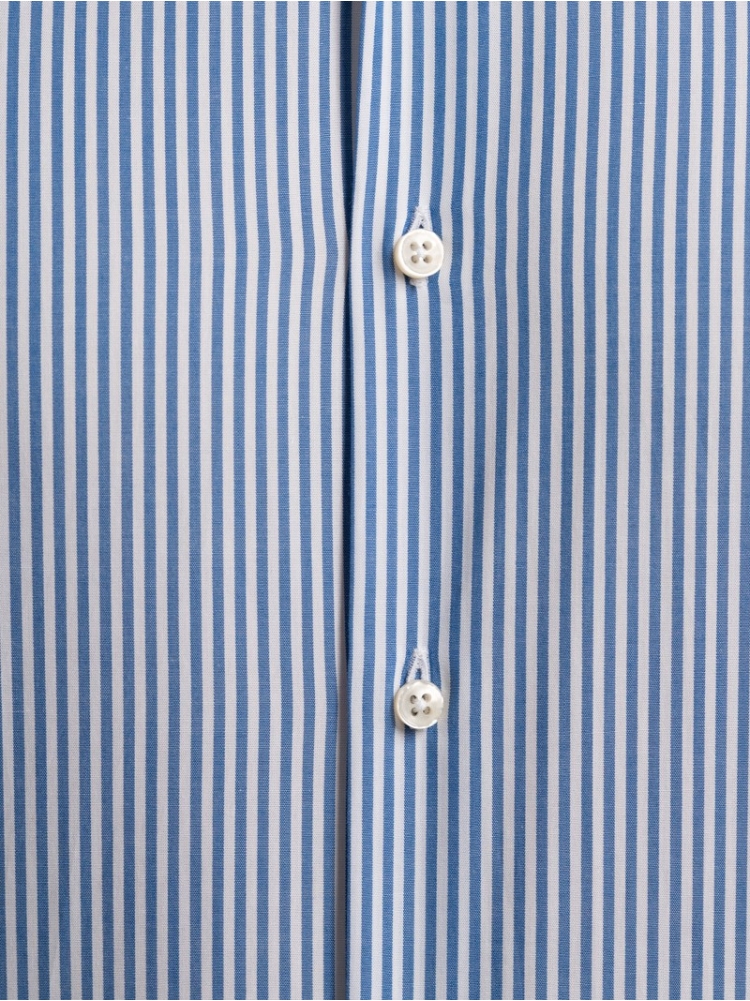 Camicia uomo rigata in tessuto popeline collo semi francese