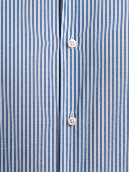 Camicia uomo rigata in tessuto popeline collo semi francese