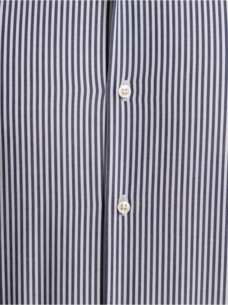 Camisa de rayas para hombre en tejido popelín Cuello abotonado