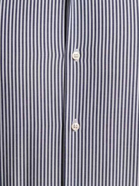 Camisa de rayas para hombre en tejido popelín Cuello abotonado