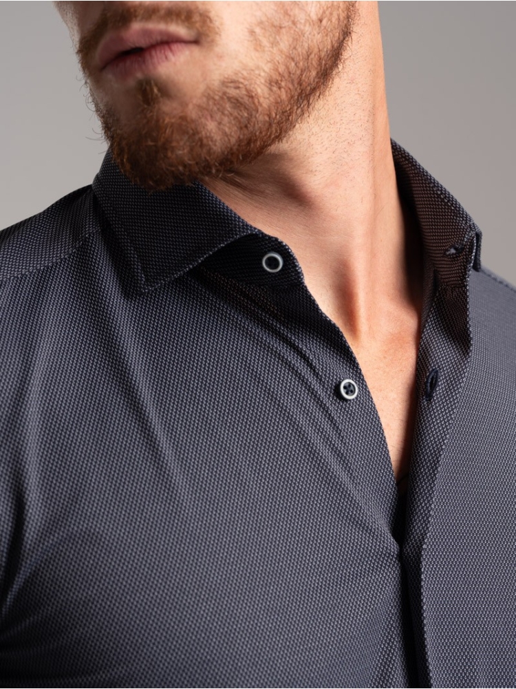 Camicia uomo micro fantasia in tessuto TECNO collo semi francese