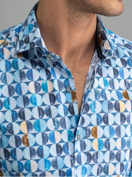 Camicia uomo fantasia a cerchi collo semi francese 2