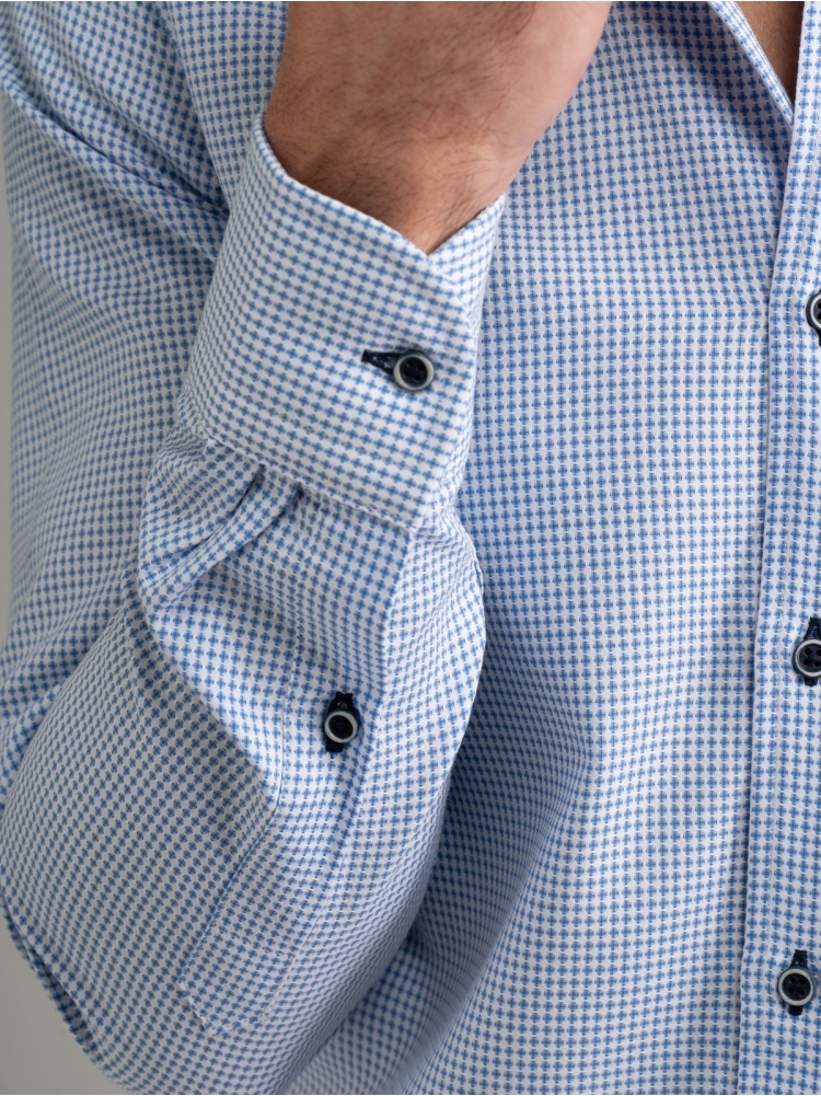 Camicia uomo armaturata azzurra collo semi francese