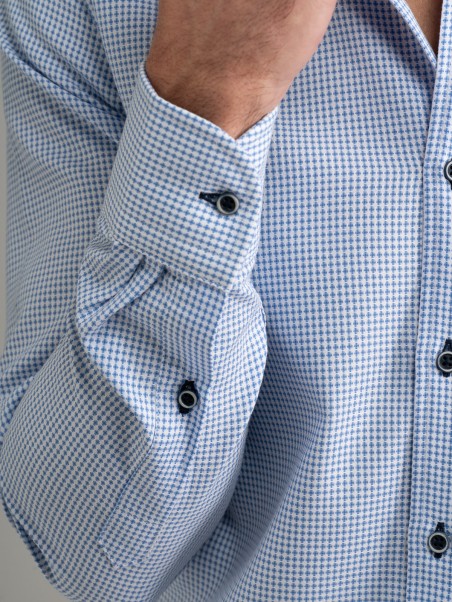 Camicia uomo armaturata azzurra collo semi francese