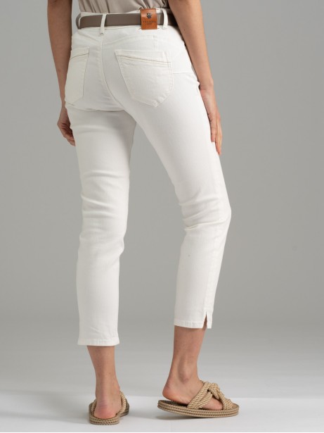 Jeans donna cinque tasche bianco con impunture 2