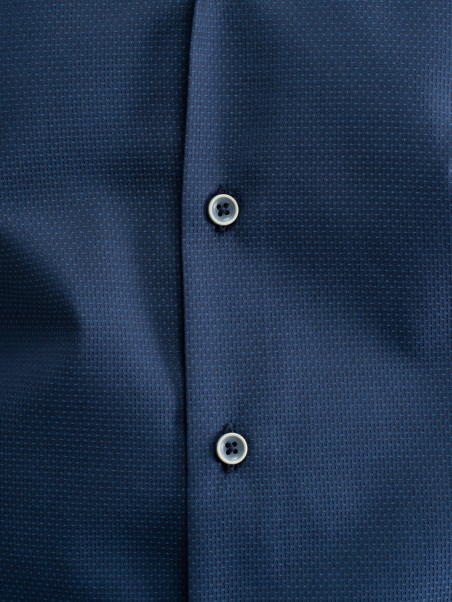 Camicia uomo tinta unita blu collo semi francese