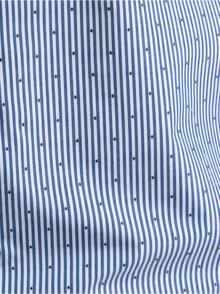 Camisa hombre rayas azules fil coupé cuello semifrancés